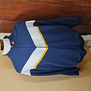 STARTER ZIP-UP SWEATSHIRT L LARGE BLUE WHITE GOLD NWOT POCKETS